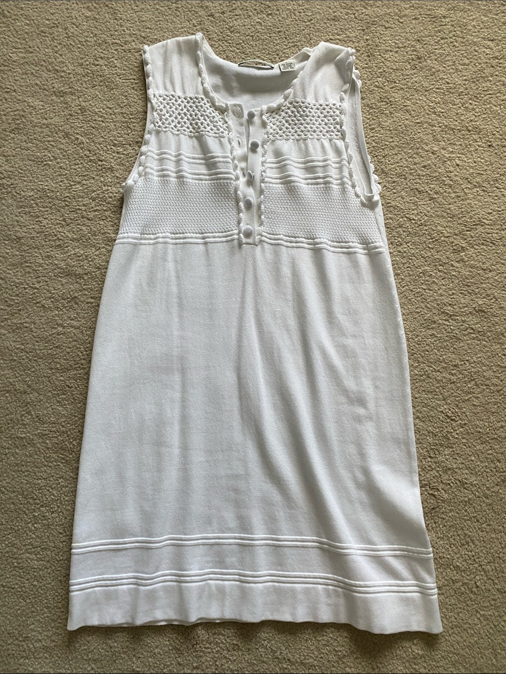 Autumn Cashmere White Knit Button-Front Sleeveless Dress